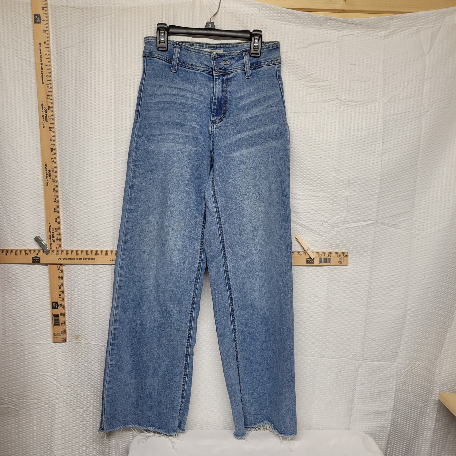 Oat New York High Waisted Wide Leg Raw Hem Jeans Medium Wash Size 2/26